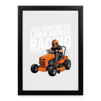 Lawn Tractor Racing Motorsport Lawnmower Racing - Framed poster (27 × 37 cm) - black - Front