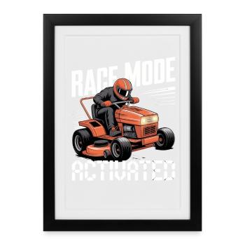 Lawn Tractor Racing Motorsport Lawnmower Racing - Framed poster (27 × 37 cm) - black - Front