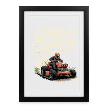 Lawn Tractor Racing Motorsport Lawnmower Racing - Framed poster (27 × 37 cm) - black - Front