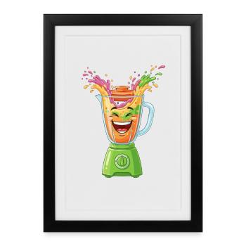 Joyeuse Mélangeur de Fruits Splash - Affiche encadrée (27 × 37 cm) - noir - Devant