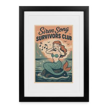 Siren Song Survived | Mermaid Myth - Framed poster (27 × 37 cm) - black - Front