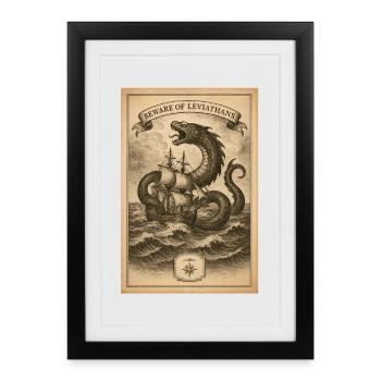 Leviathan Warning | Nautical Sea Monster - Framed poster (27 × 37 cm) - black - Front