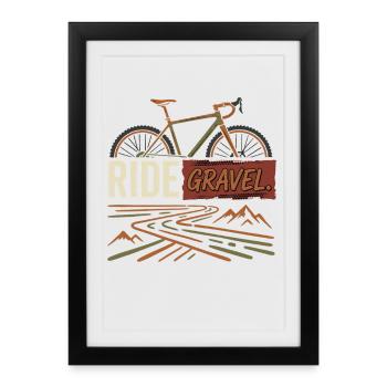 Randonnée de Gravier Aventure à vélo en plein air - Affiche encadrée (27 × 37 cm) - noir - Devant