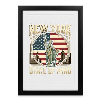 Cadeau vintage de la Statue de la Liberté de New York - Affiche encadrée (27 × 37 cm) - noir - Devant