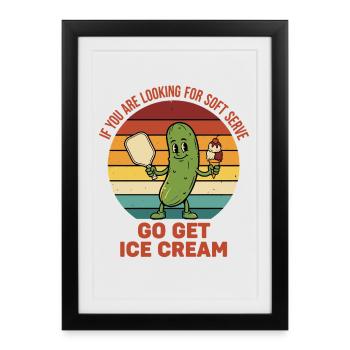 Joueur drôle de pickleball adore la crème aux balles de cornichon - Affiche encadrée (27 × 37 cm) - noir - Devant