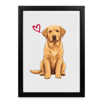 Labrador jaune, Labrador jaune - Affiche encadrée (27 × 37 cm) - noir - Devant