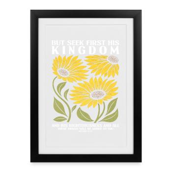 Positivité chrétienne du tournesol Religion de Dieu - Affiche encadrée (27 × 37 cm) - noir - Devant