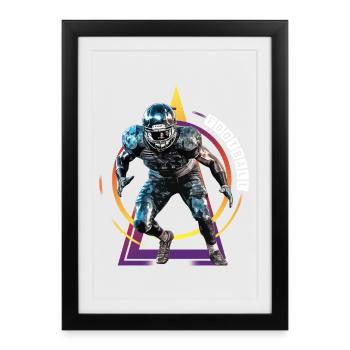 American Football Player USA America Sports Retro - Framed poster (27 × 37 cm) - black - Front
