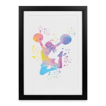 Cheerpom pom girls Mom Cheerleading - Affiche encadrée (27 × 37 cm) - noir - Devant