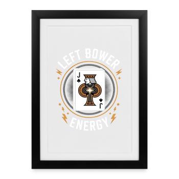 Jeu de cartes Euchre Left Bower Energy - Affiche encadrée (27 × 37 cm) - noir - Devant