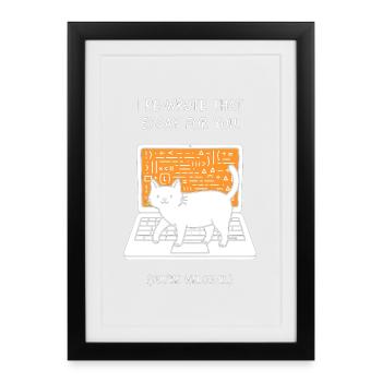 Chat écrivain sur ordinateur portable - Affiche encadrée (27 × 37 cm) - noir - Devant