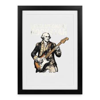 George Washington jouant de la guitare électrique rocker - Affiche encadrée (27 × 37 cm) - noir - Devant