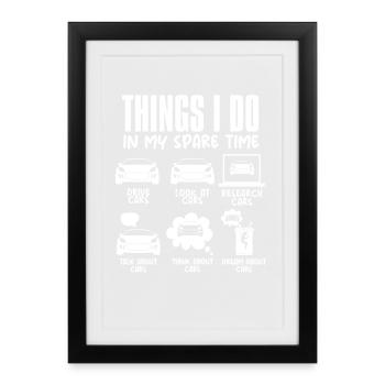 Ce que je fais pendant mon temps libre : Funny Automec - Affiche encadrée (27 × 37 cm) - noir - Devant