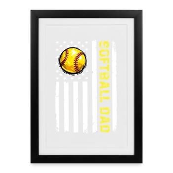 Camo Softball Dad PNG, Fathers Day Design - Framed poster (27 × 37 cm) - black - Front