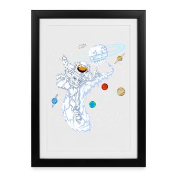 Astronauten-Skiplaneten-Shirt - Gerahmtes Poster (27 × 37 cm) - Schwarz - Vorne