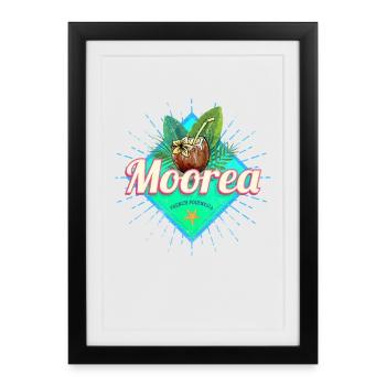 Moorea French Polynesia Island Souvenir - Framed poster (27 × 37 cm) - black - Front