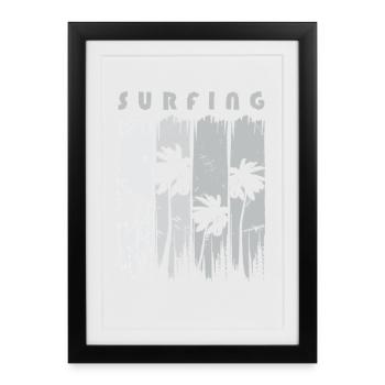 Surf Surfen Surfer - Affiche encadrée (27 × 37 cm) - noir - Devant