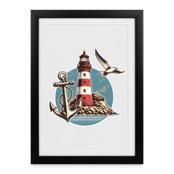 lighthouse - Framed poster (27 × 37 cm) - black - Front