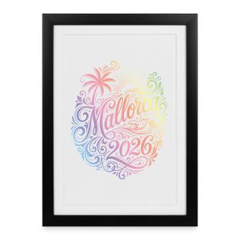 Palmier coloré de Majorque 2026 - Affiche encadrée (27 × 37 cm) - noir - Devant