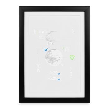 Futuristic HUD World Map Coordinates - Framed poster (27 × 37 cm) - black - Front