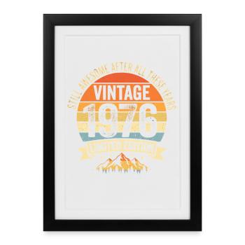 Design rétro vintage de 1976 - Affiche encadrée (27 × 37 cm) - noir - Devant