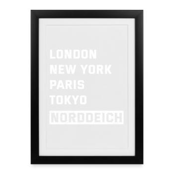 Vacances de la mer du Nord LONDRES, NEW YORK, PARIS NORDDEICH - Affiche encadrée (27 × 37 cm) - noir - Devant