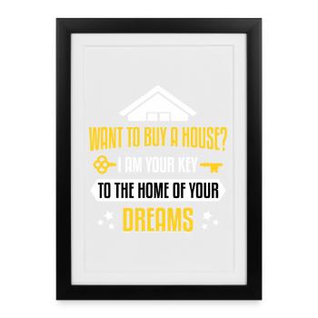 Clé de la maison de vos rêves - Affiche encadrée (27 × 37 cm) - noir - Devant