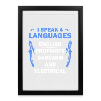 I Speak 4 Languages Tee - Framed poster (27 × 37 cm) - black - Front