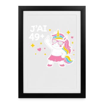 Licorne 49+ Pop Pastel - Affiche encadrée (27 × 37 cm) - noir - Devant