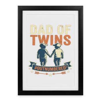 Père de jumeaux, jumeaux, père, enfants - Affiche encadrée (27 × 37 cm) - noir - Devant