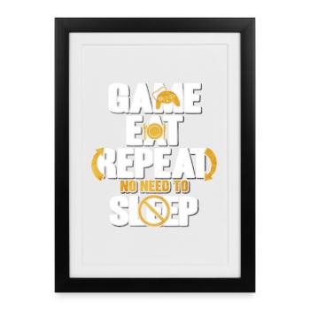 Game Eat Repeat – No Sleep Gamer - Framed poster (27 × 37 cm) - black - Front