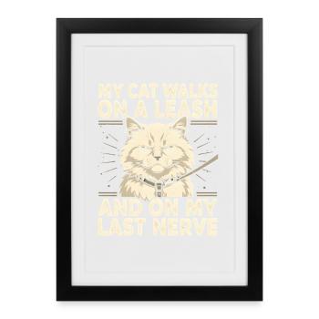 Cat on a leash is annoying | Cat humor - Framed poster (27 × 37 cm) - black - Front