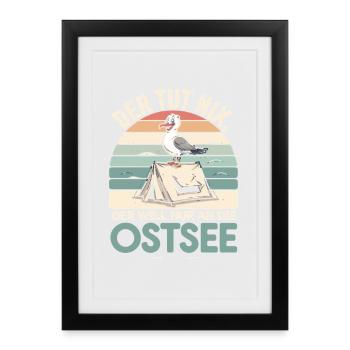  Der Tut Nix Der Will Nur An Die Ostsee Möwe - Gerahmtes Poster (27 × 37 cm) - Schwarz - Vorne