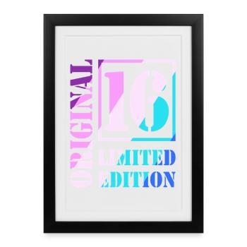 16e anniversaire Garçon Fille Adolescent Original 16 - Affiche encadrée (27 × 37 cm) - noir - Devant