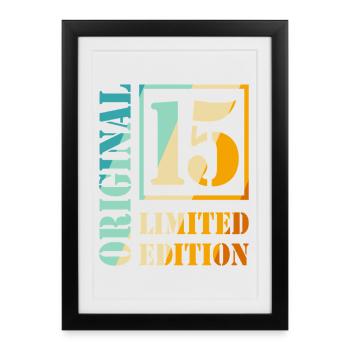 15e anniversaire Garçon Fille Adolescent Niveau 15 - Affiche encadrée (27 × 37 cm) - noir - Devant