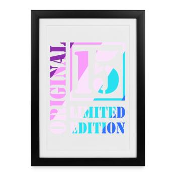 15e anniversaire Garçon Fille Adolescent Niveau 15 - Affiche encadrée (27 × 37 cm) - noir - Devant