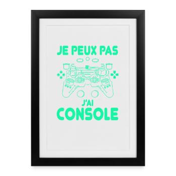 Je peux pas j’ai console humour gamer futuriste - Affiche encadrée (27 × 37 cm) - noir - Devant