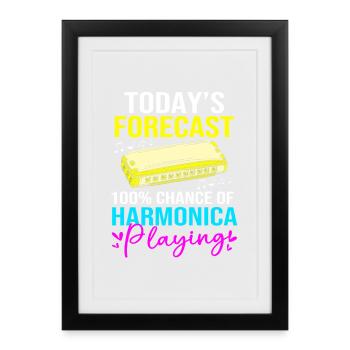 Harmonica Musique folklorique Festival folklorique - Affiche encadrée (27 × 37 cm) - noir - Devant