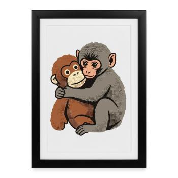Bébé Singe Coup de Poing - Affiche encadrée (27 × 37 cm) - noir - Devant