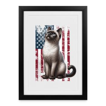 Chat siamois US Siamkatze - Affiche encadrée (27 × 37 cm) - noir - Devant