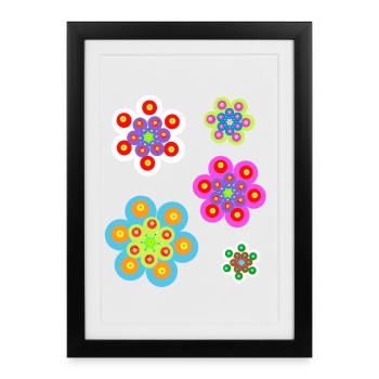 Fille Baby Enfant Rétro Floral Summer - Affiche encadrée (27 × 37 cm) - noir - Devant