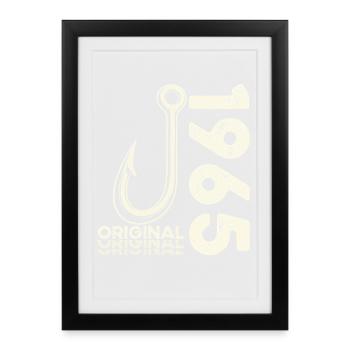 61e anniversaire cadeau Pêcheur pêcheur 1965 - Affiche encadrée (27 × 37 cm) - noir - Devant