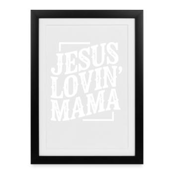 Jésus Mère Amoureuse du thé Église chrétienne des croyants - Affiche encadrée (27 × 37 cm) - noir - Devant