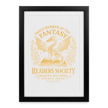 Dragon Reader Fantasy Seal Book Magic Reader - Framed poster (27 × 37 cm) - black - Front