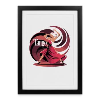 Motif élégant de danse de tango pour les amateurs de danse - Affiche encadrée (27 × 37 cm) - noir - Devant