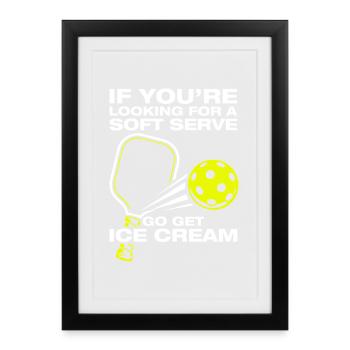À la recherche d’un joueur de pickleball drôle de soft serve - Affiche encadrée (27 × 37 cm) - noir - Devant