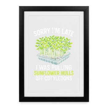 Too late because of sunflower covers | Microgreens - Framed poster (27 × 37 cm) - black - Front