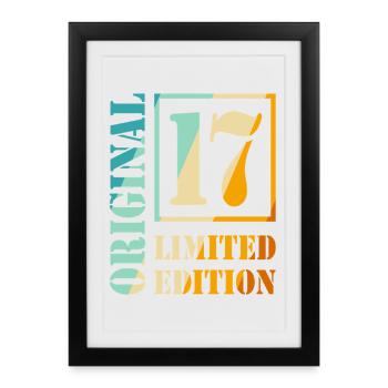 17e anniversaire Garçon Fille Adolescent Original 17 - Affiche encadrée (27 × 37 cm) - noir - Devant