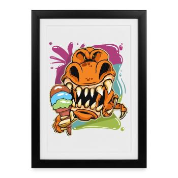 Aimer le dessin animé T-Rex - Affiche encadrée (27 × 37 cm) - noir - Devant