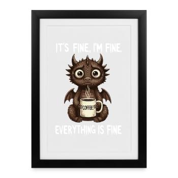 C’est bien dans l’humour du Dragon du Café Fine - Affiche encadrée (27 × 37 cm) - noir - Devant